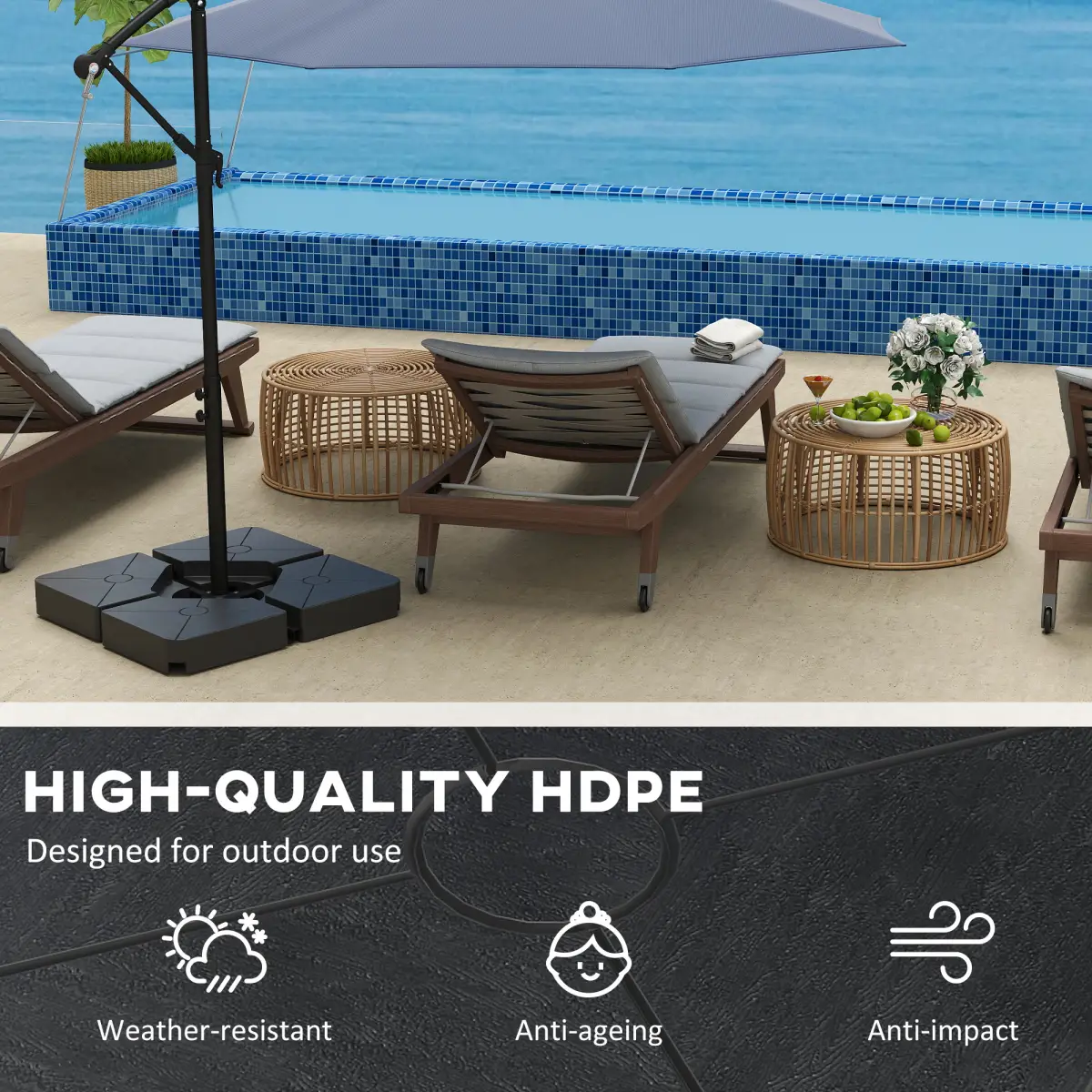 Outsunny Outsunny Umbrella Weights for Offset Parasols, 64kg Sand/55kg Water Filled - Parasol
