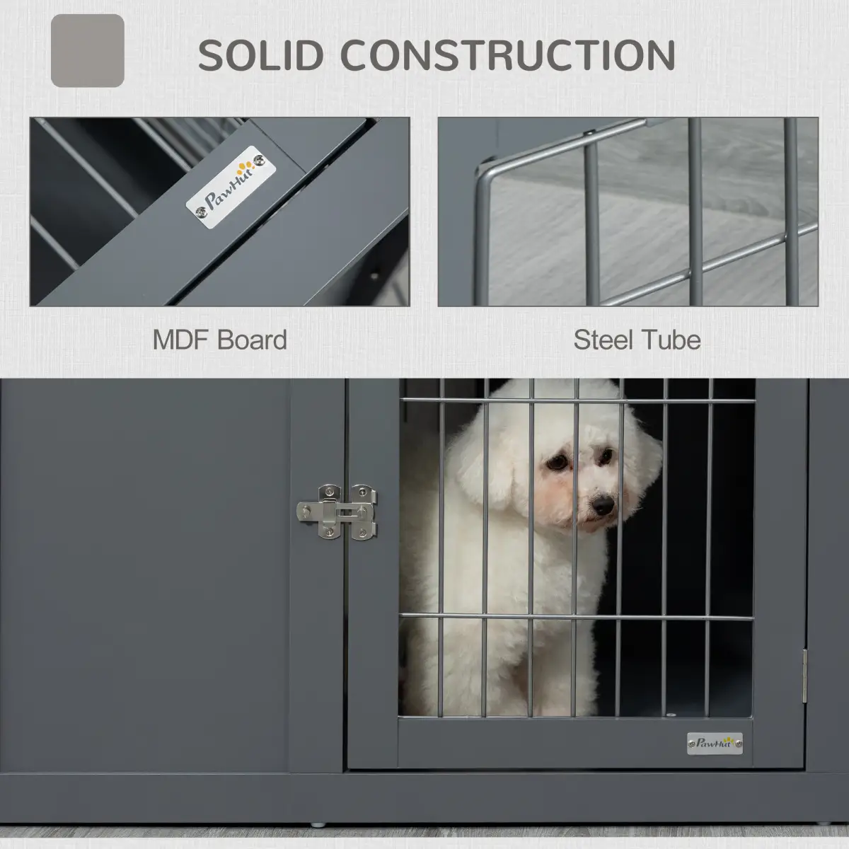 Unbranded Furniture-Style Dog Crate Two Lockable Doors, for Small & Medium Dogs Pawhut - Dog Crate