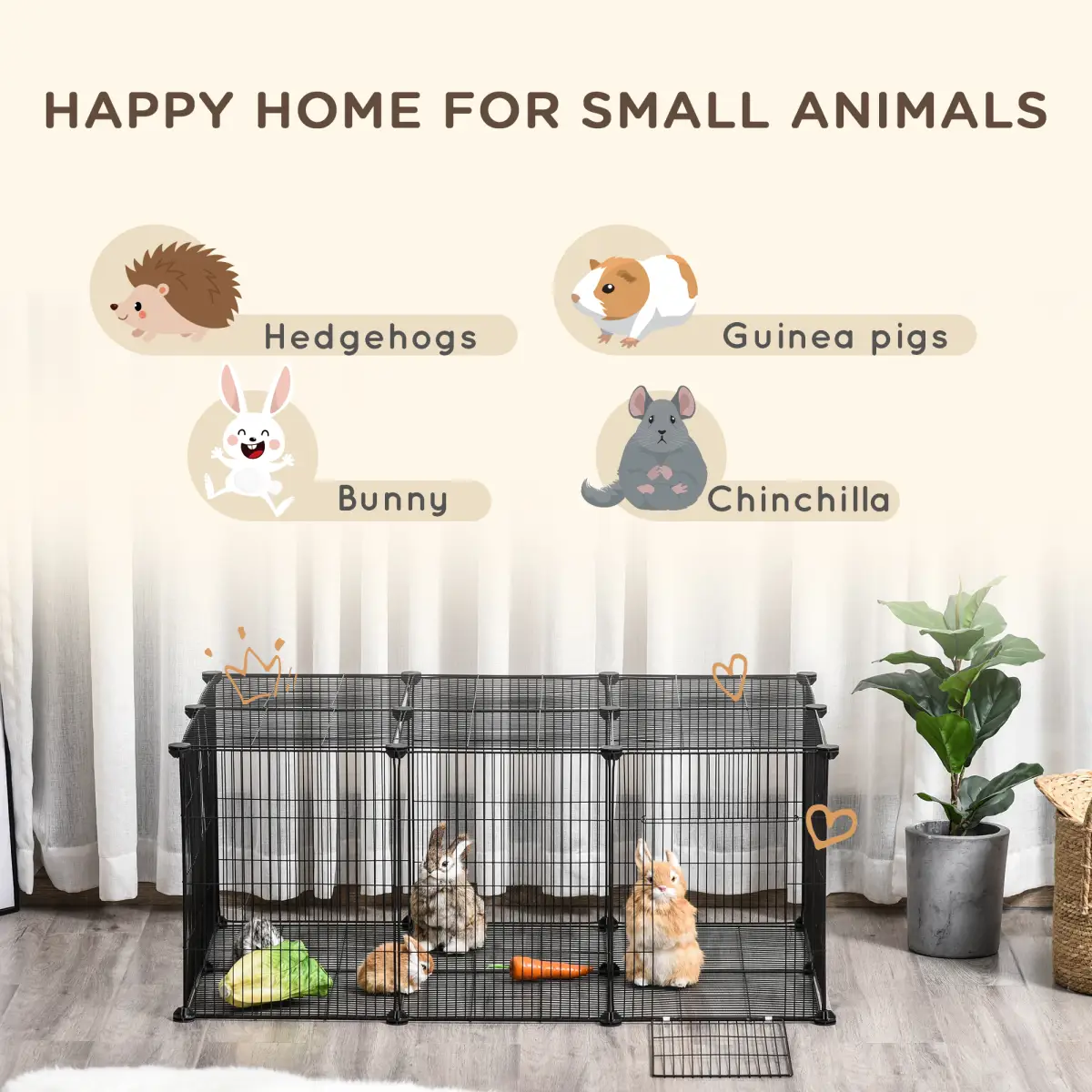 Unbranded DIY Pet Playpen Cage 22 Piece w/Door Bunny Chinchilla Guinea Pig Pawhut - Pet Playpen