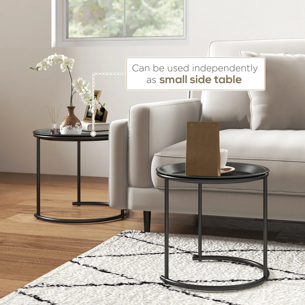 HOMCOM HOMCOM Nesting Tables Tray Removable Living Room - Nest of Tables