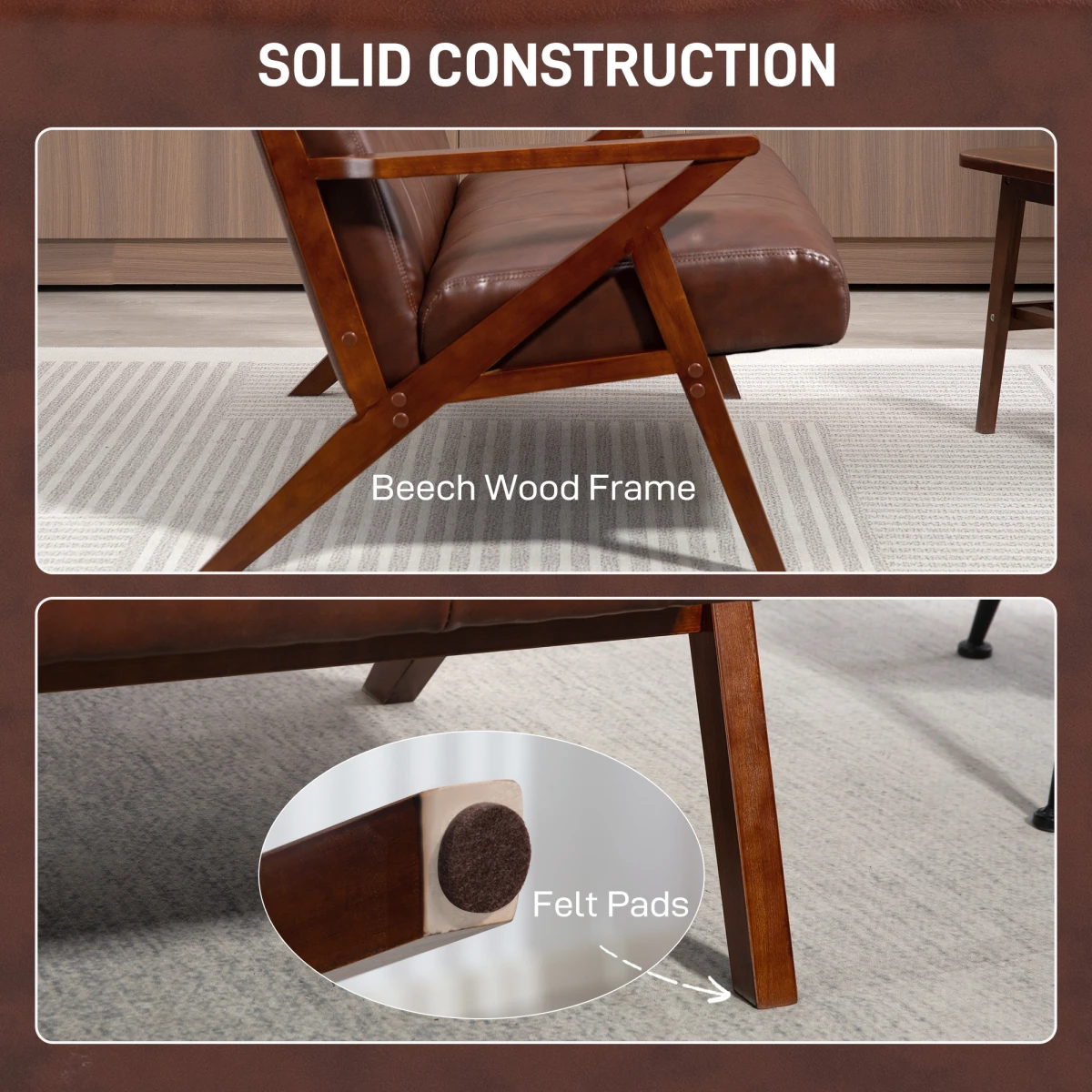 HOMCOM Two-Seater Sofa Compact Solid Wood Frame Small Space by HOMCOM