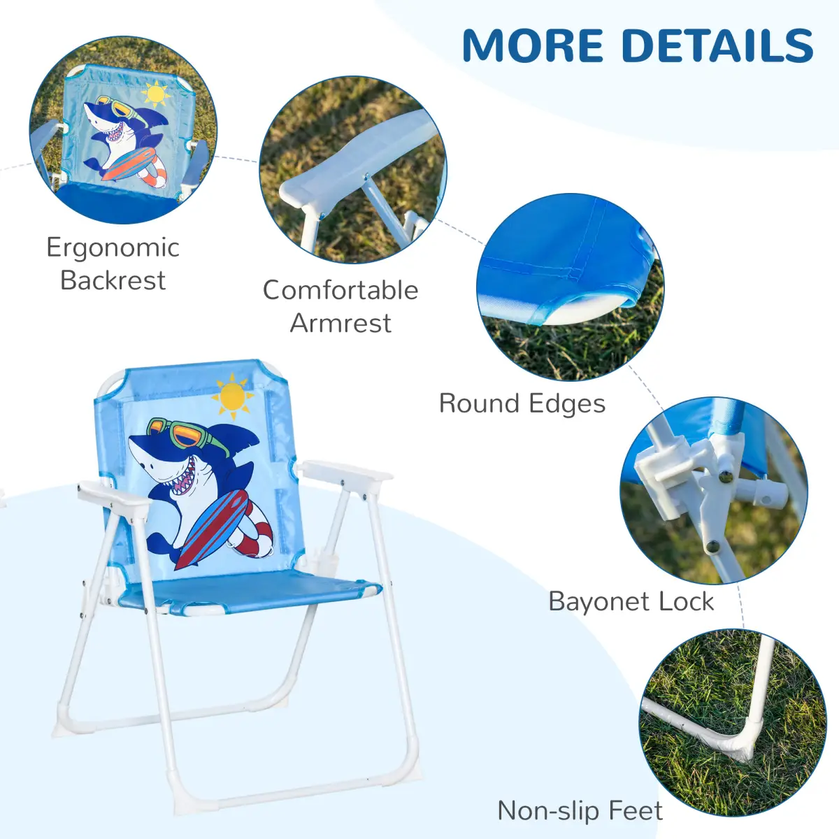 Unbranded Kids Foldable Four-Piece Garden Set w/ Table, Chairs, Umbrella - Blue - Picnic Tables