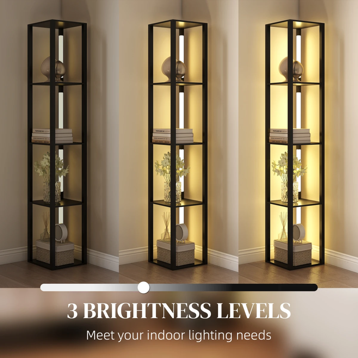 Premium Floor Lamp 4Tier Shelf Warm Glow Home by N/A
