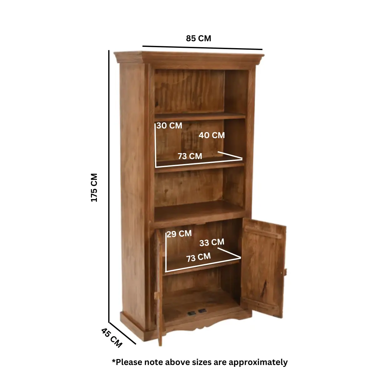 Indian Hub Artwork Mango Wood Large Bookcase - Bookcase
