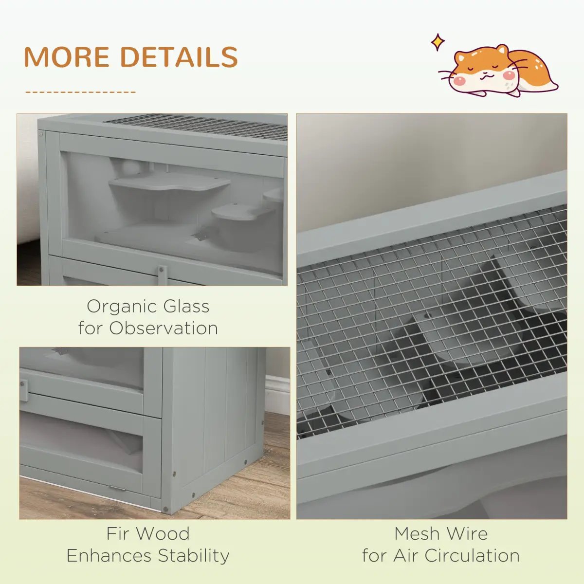 PawHut PawHut 2 Levels Wooden Hamster Cage Mice Rodents Hutch Small Animals - Bird Cage