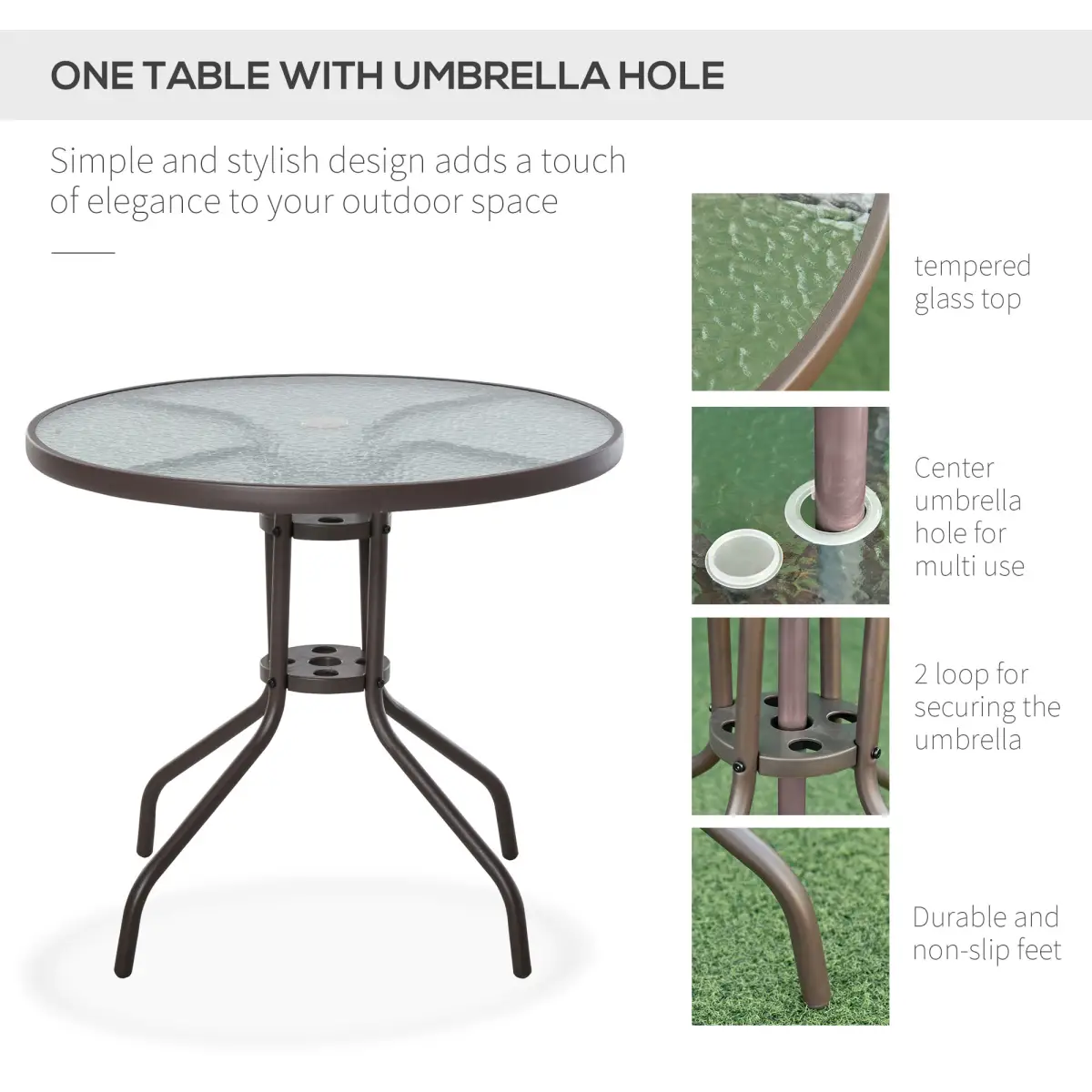 Outsunny Outsunny 6PC Garden Dining Set Outdoor Furniture Folding Chairs Table Parasol - Garden Set