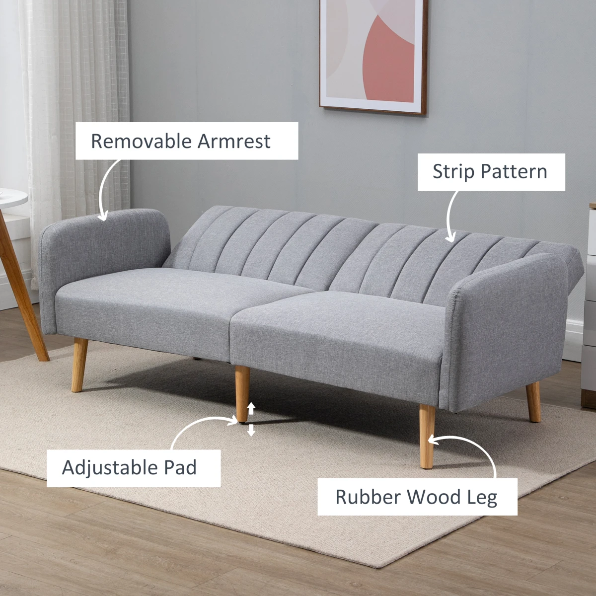 Homcom Two Seater Sofa Bed Adjustable Backrest For Flats by HOMCOM