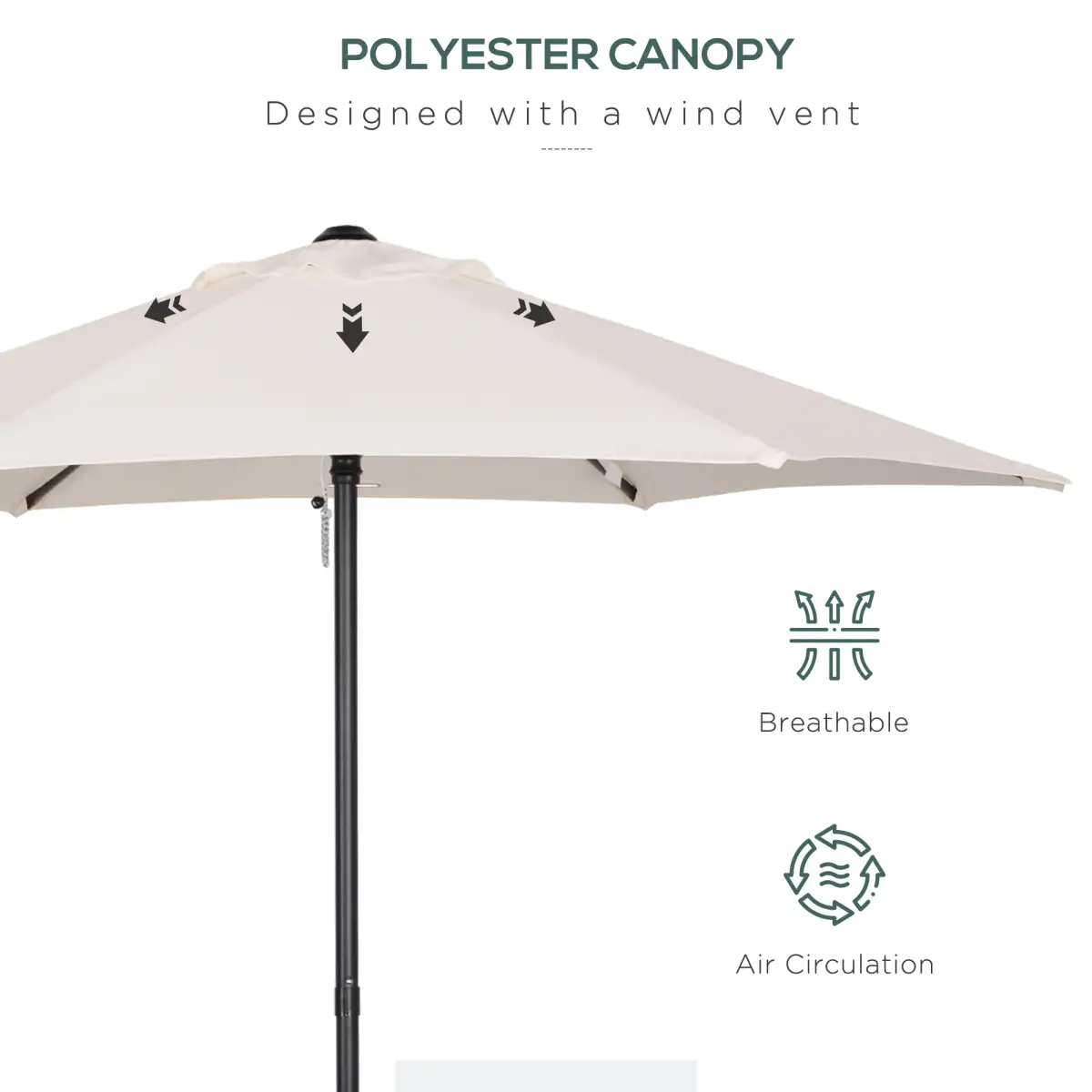 Outsunny 1.96m Parasol Patio Umbrella, Cream White - Parasol