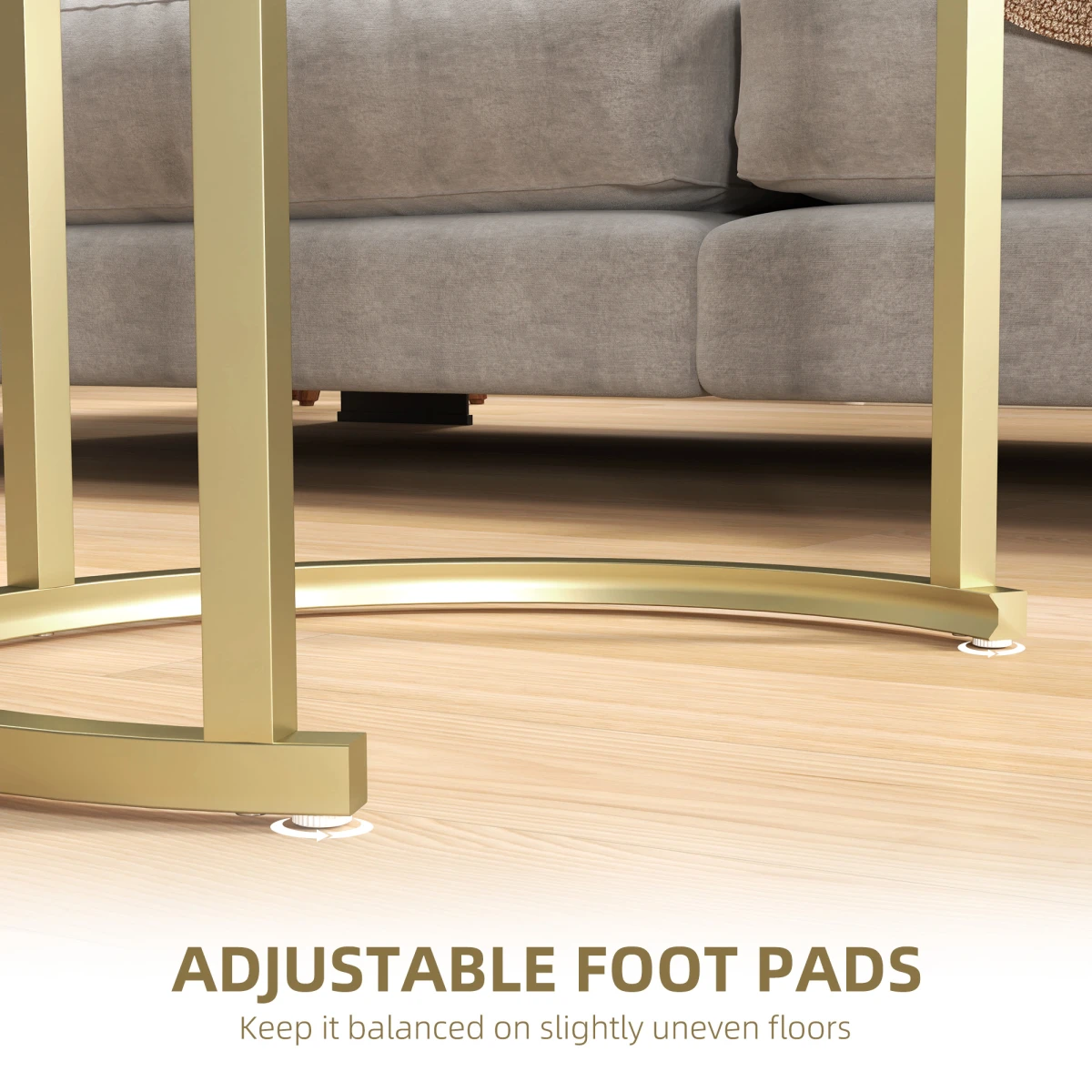 HOMCOM Elegant Side Tables RoundOblong Marble LivingArea - Nest of Tables