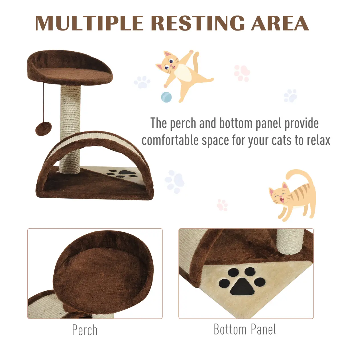 Pawhut Cat Tree Kitten Scratching Scratcher Cosy Sisal Home Play Rest Activity Exercise - Cat Tree