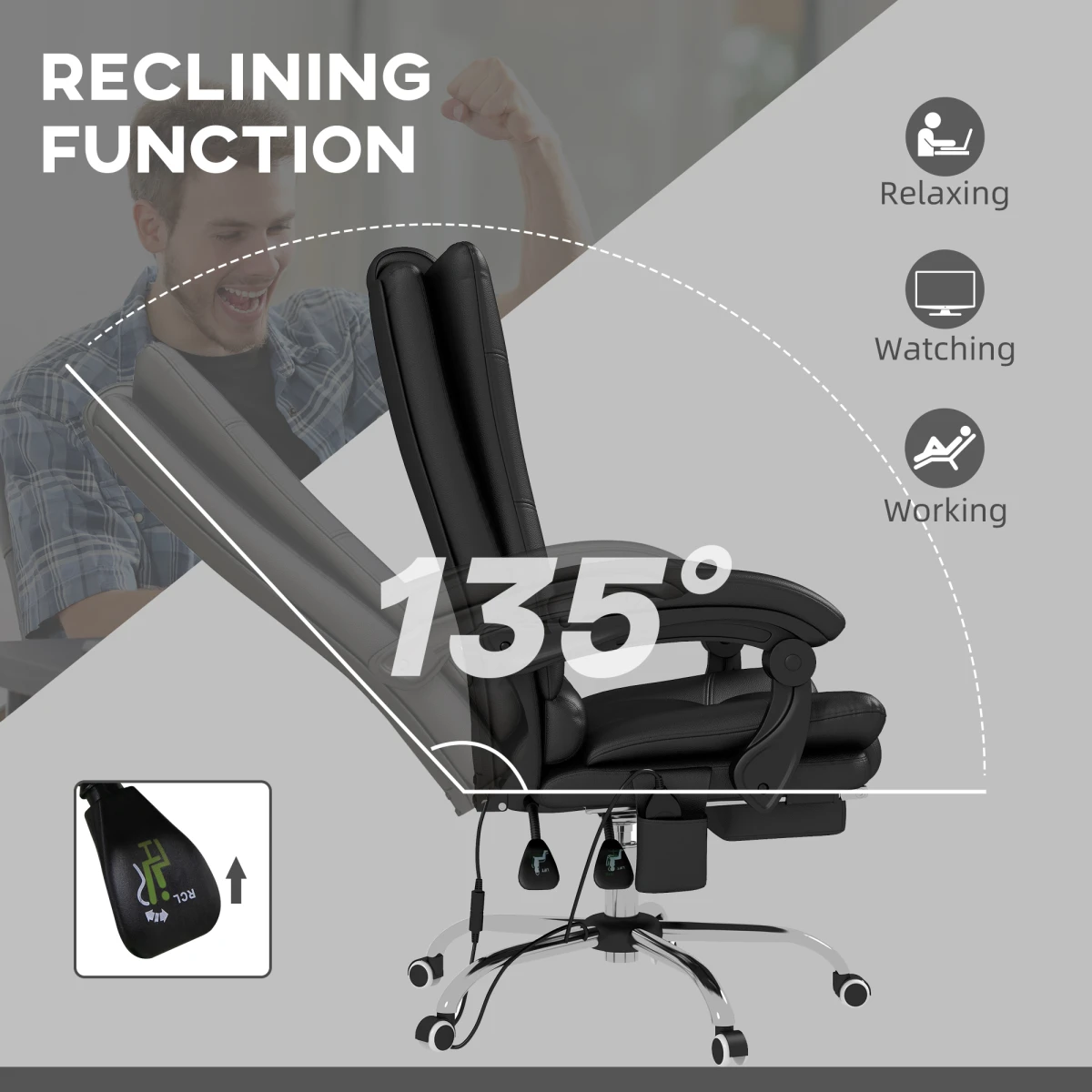 Vinsetto Vinsetto Massage Office Chair Heat For Home Use - Office Chair
