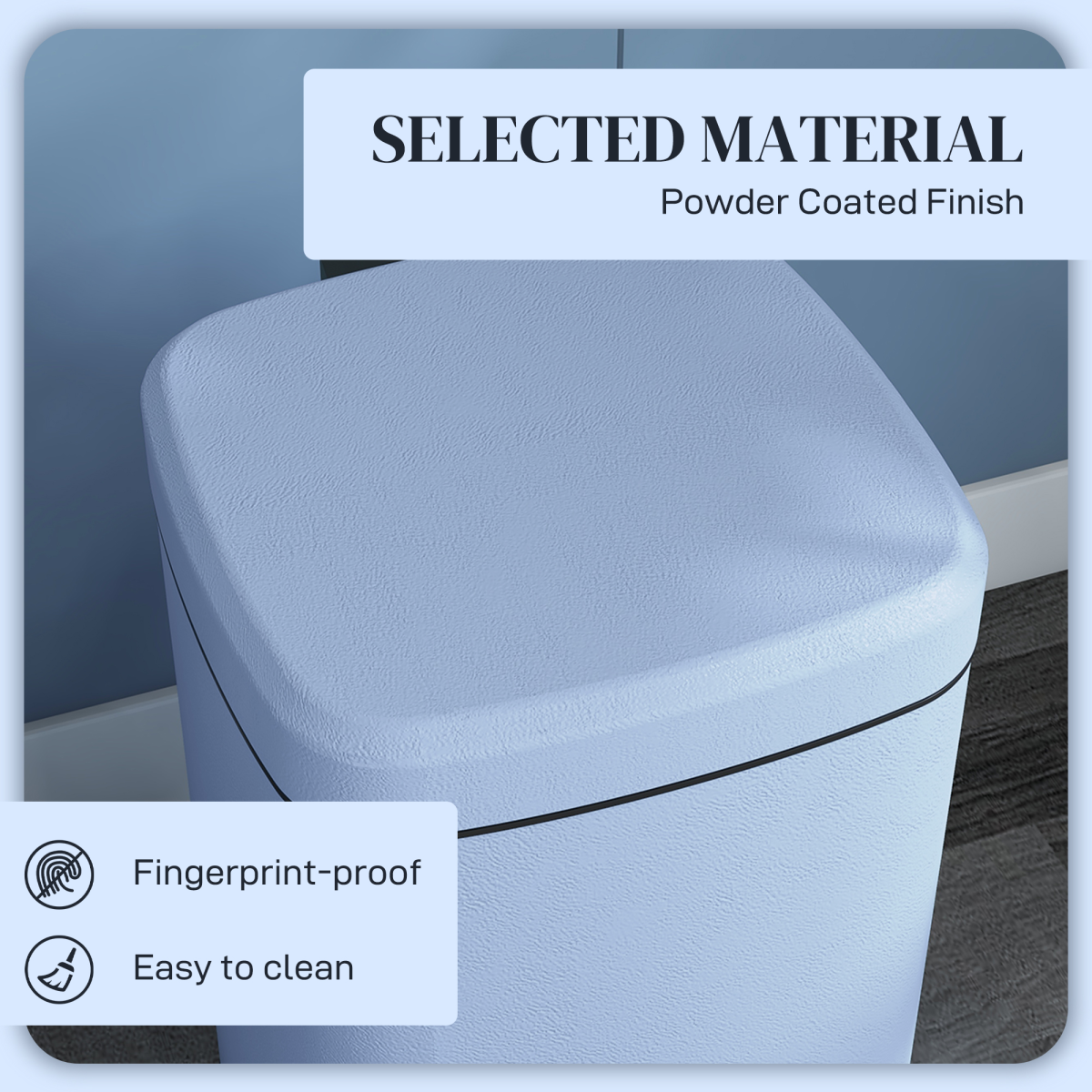 HOMCOM 20L Kitchen Pedal Bin, Metal Rubbish Bin with Soft-close Lid, Light Blue - from PawHut