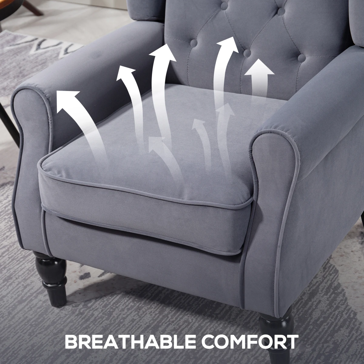 HOMCOM Accent Armchair Retro Tufted Velvet Upholstery Chair by HOMCOM