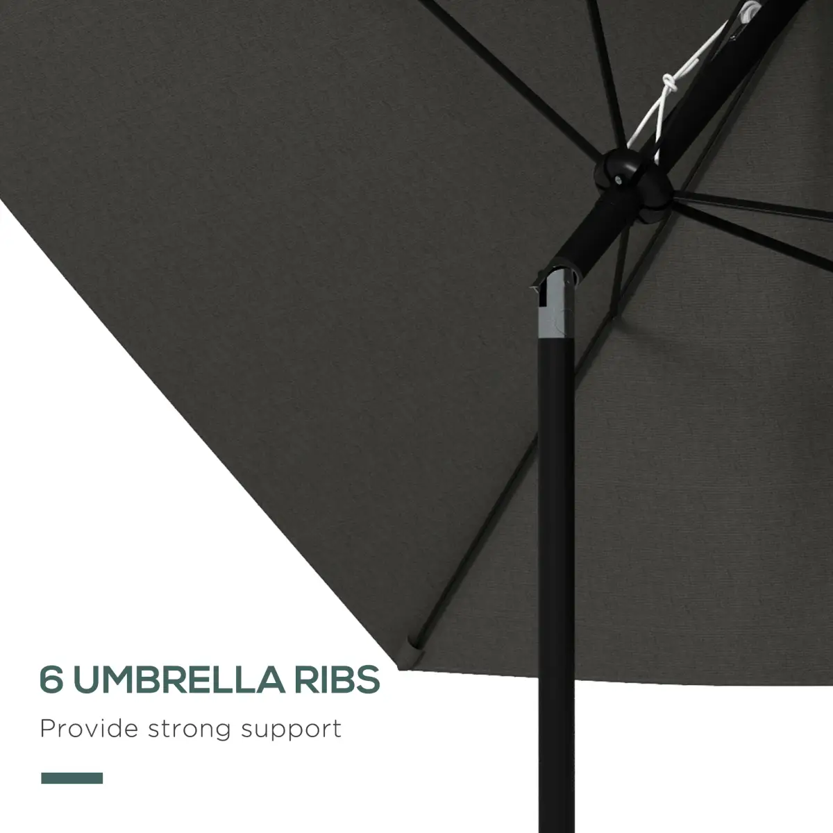 Outsunny Outsunny 2 x 3(m) Garden Parasol Rectangular Market Umbrella w/ Crank Dark Grey - Parasol