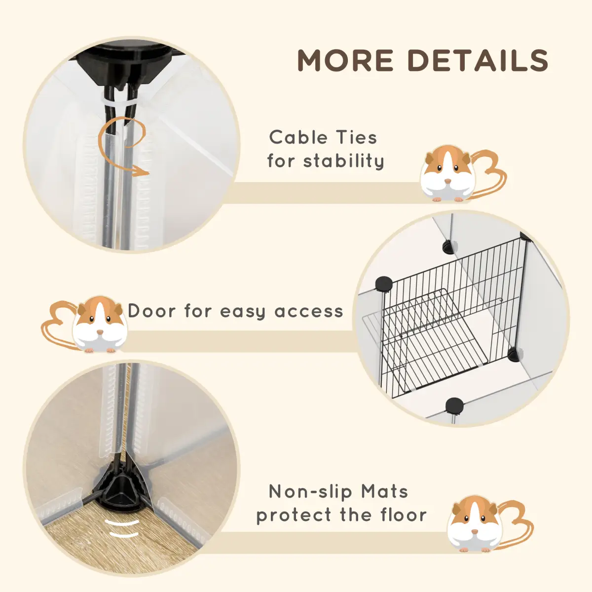 PawHut Pet Playpen, 18 Panels DIY Small Animal Cage for Guinea Pigs Hedgehogs - Pet Playpen