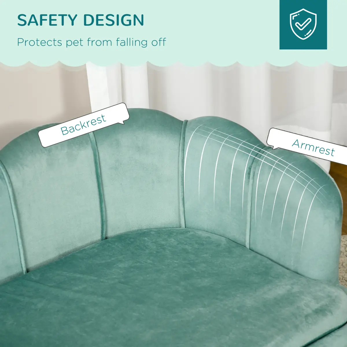 PawHut PawHut Dog Sofa, Pet Couch Bed for Medium, Large Dogs w/ Legs, Cushion - Green - Dog Beds