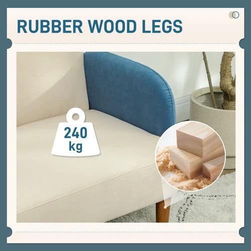 HOMCOM Modern 2 Seater Sofa w/ Rubber Wood Legs 130 x 74 x 76cm - Sofa
