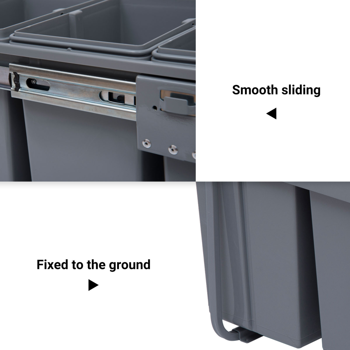 Recycle Waste Bin Pull Out Dustbin Recycling Cabinet 40L-Grey - from HOMCOM