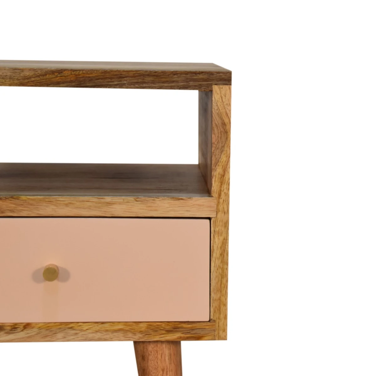Artisan Furniture Artisan Nightstand Mini Solid Mango Wood Hand Painted Pink Drawer For Bedroom Storage - Bedside Table