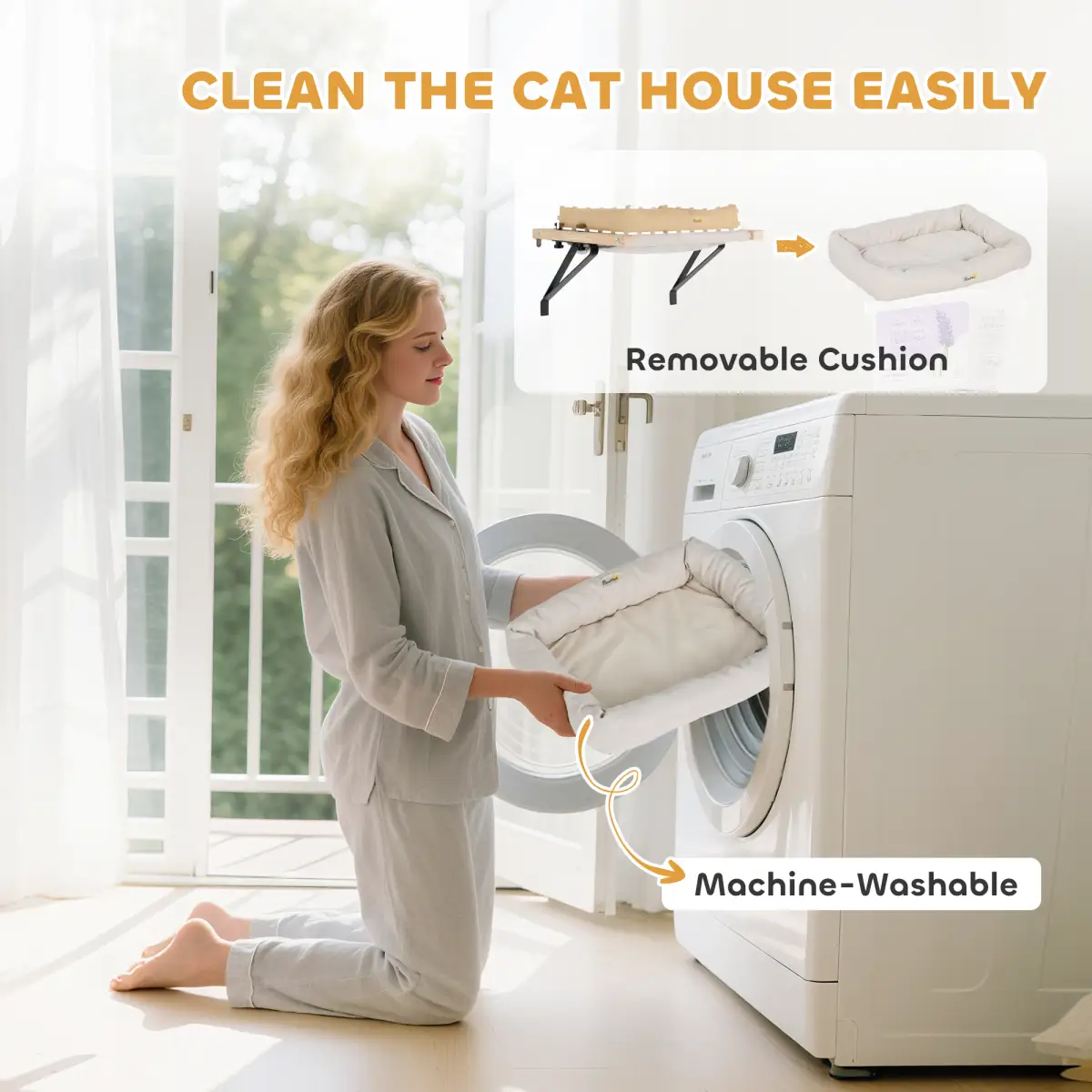PawHut PawHut Cat Radiator Bed, Adjustable Hanging Cat Hammock with Cushion, Cream - Cat Beds