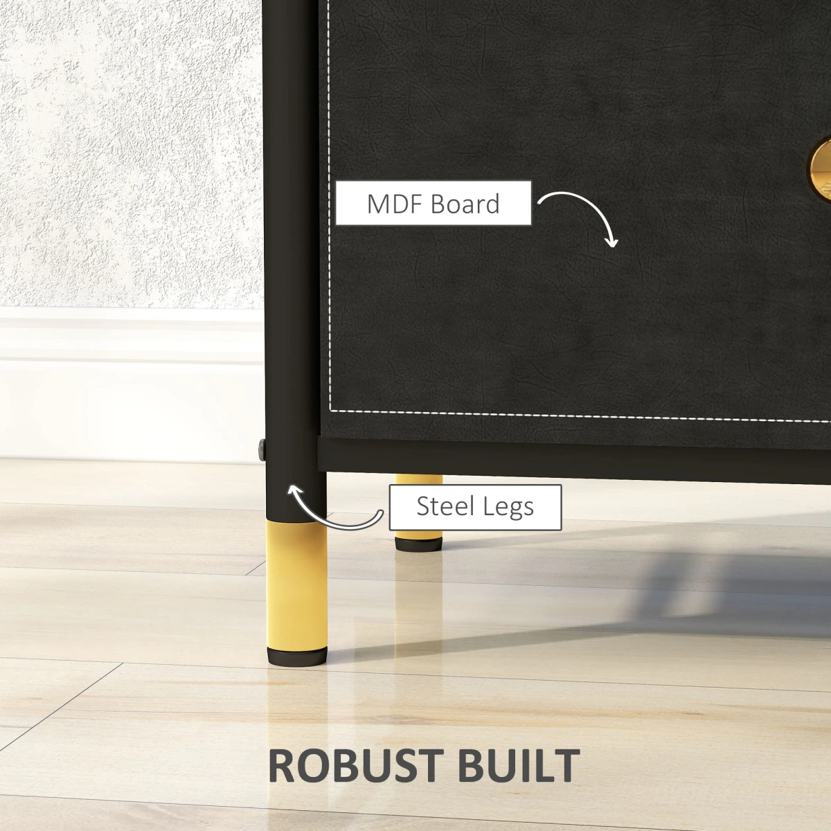 HOMCOM Nightstand PU Leather Two Drawer Bedroom by HOMCOM