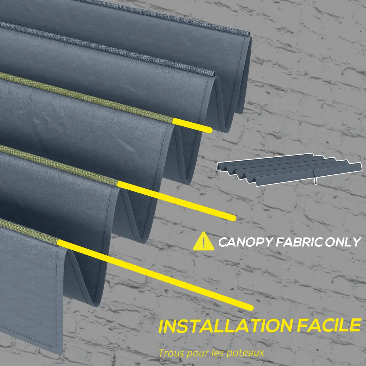 Outsunny Outsunny Pergola Sun Shade Cover Roof Replacement for 3 x 2.15m Pergola, Grey - Gazebos