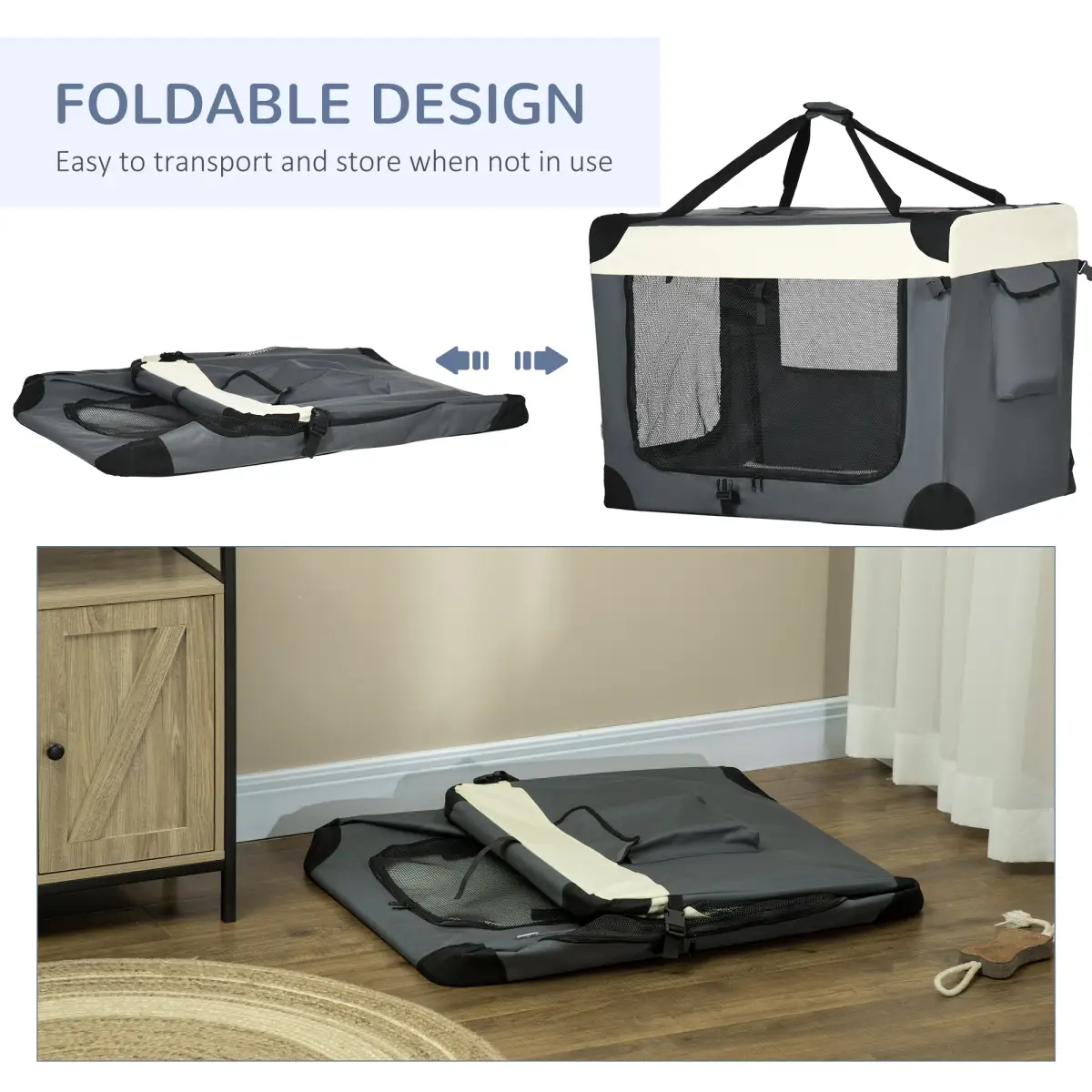 Unbranded 91cm Foldable Pet Carrier w/ Cushion, for Large Dogs and Cats - Grey Pawhut - Pet Carrier