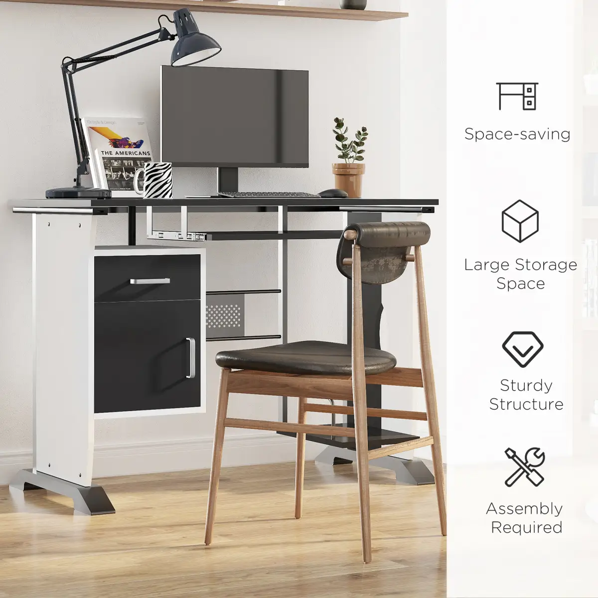 Unbranded Computer Desk Drawer PC Writing Wooden Workstation Keyboard Black HOMCOM - Desk