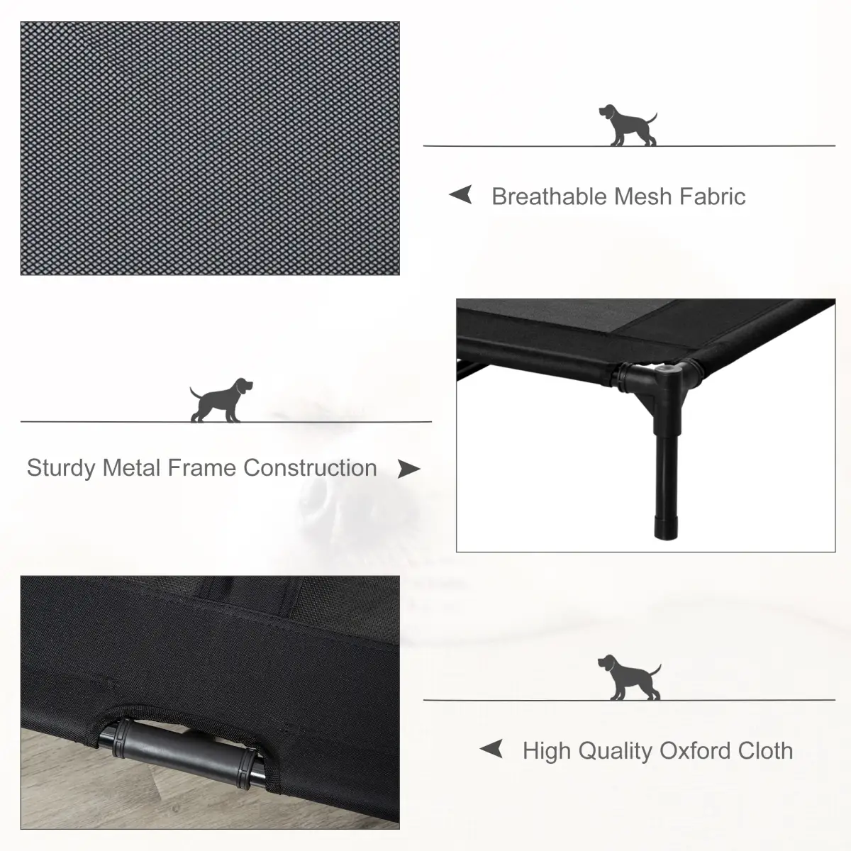 PawHut PawHut Large Pet Cot Portable Dog Cat Sleep Bed Elevated Camping Outdoor Black - Dog Beds