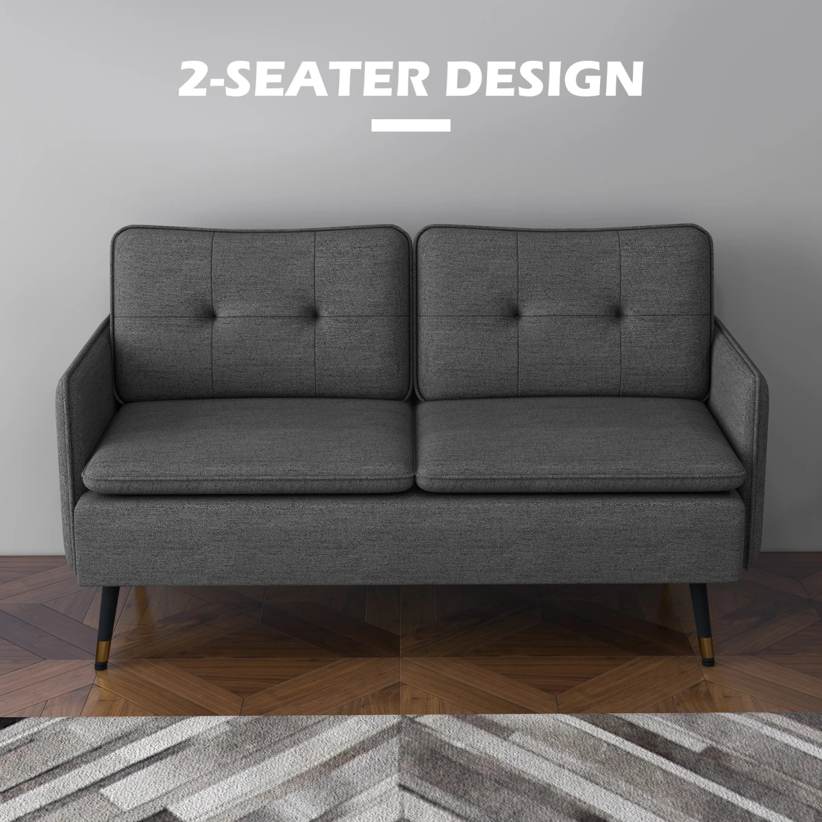 Premium Two Seater Sofa Compact Padded Comfort For Home Use by HOMCOM