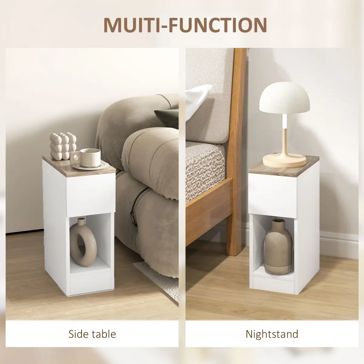 HOMCOM HOMCOM Bedside Tables Set of 2, Nightstands for Bedroom, Living Room, White - Bedside Table