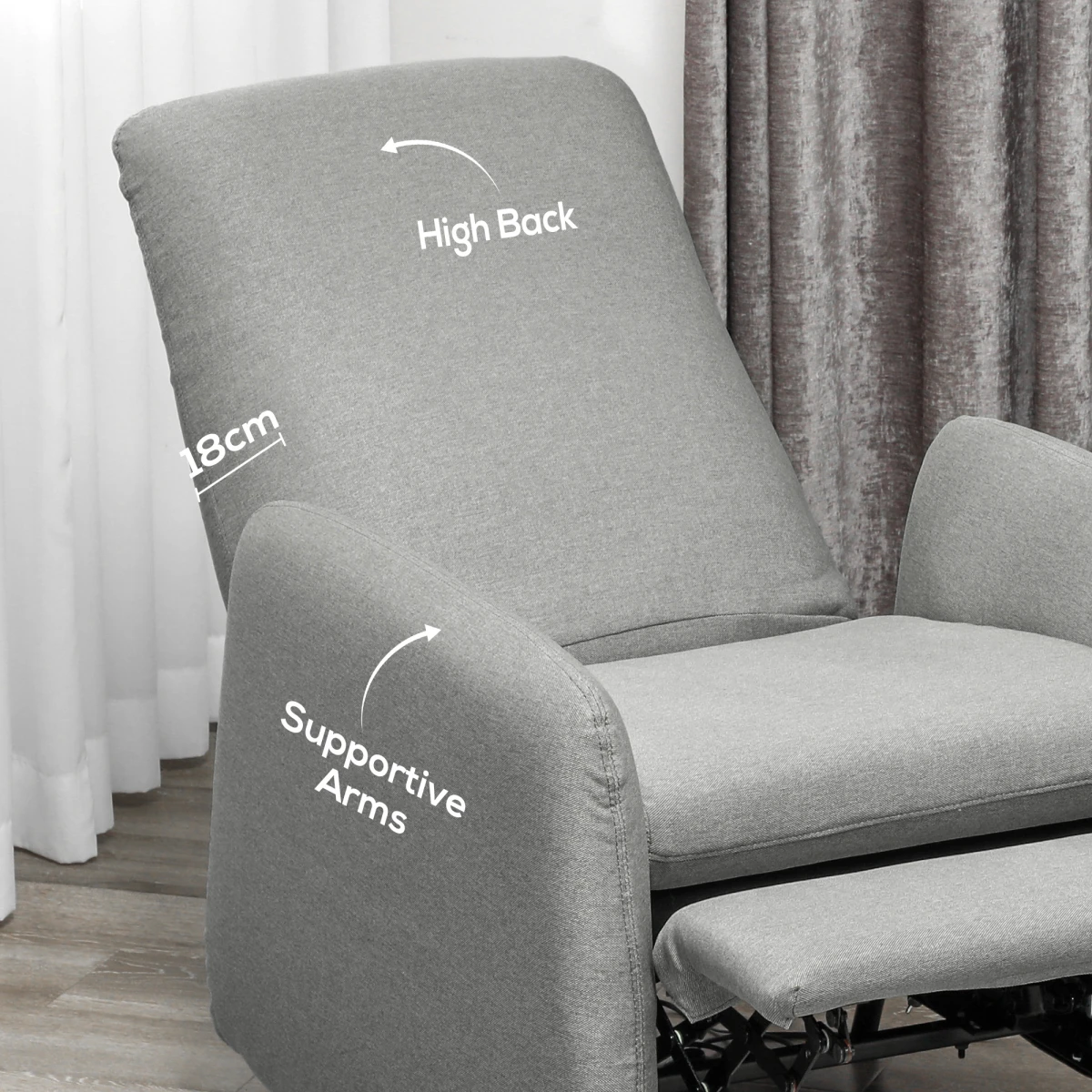 HOMCOM Push Back Recliner Chair Medium Footrest Bedroom - Recliner