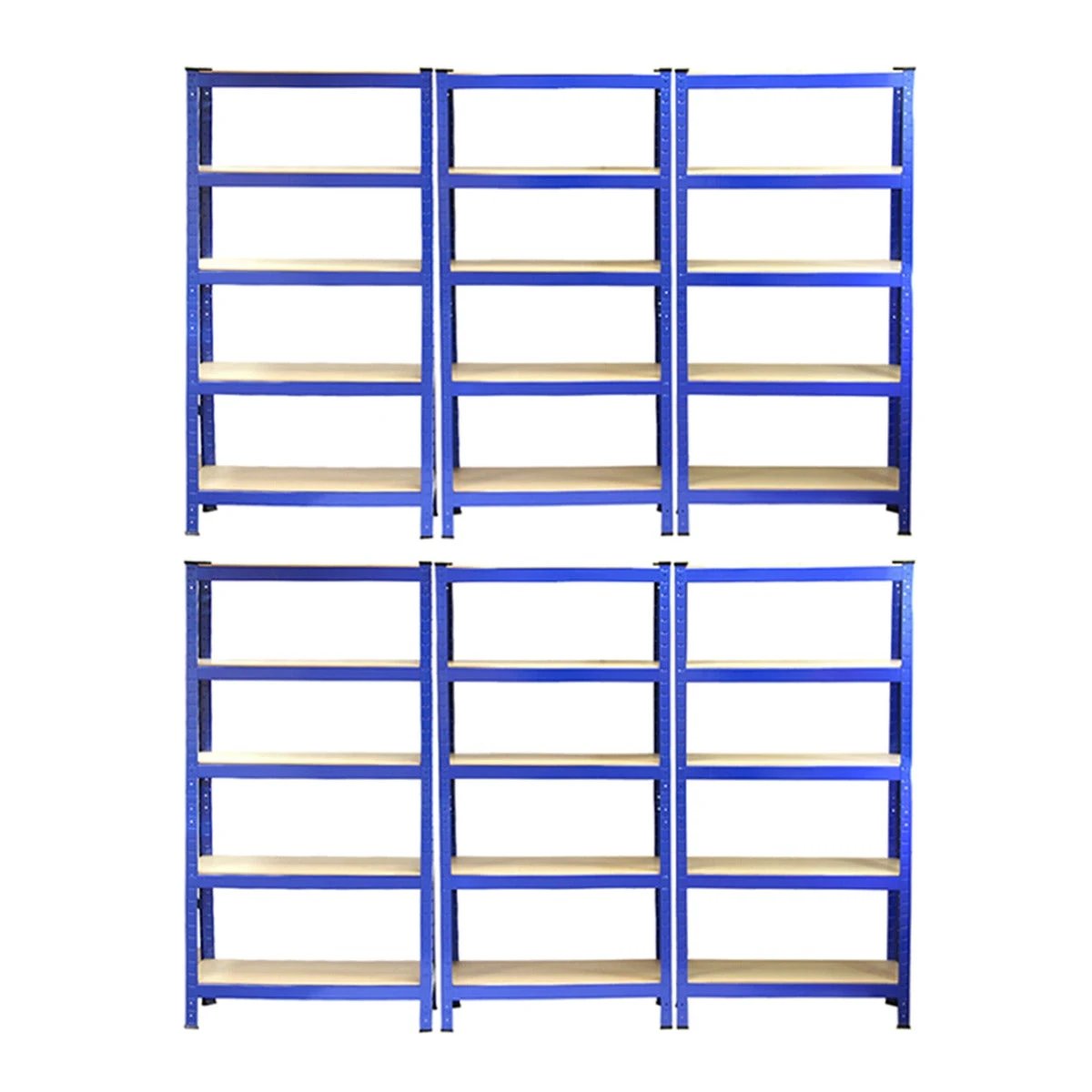 Monster Racking T-Rax Heavy Duty Shelving Units, Blue, 75cm W, 30cm D, Set of 6 by Monster Shop