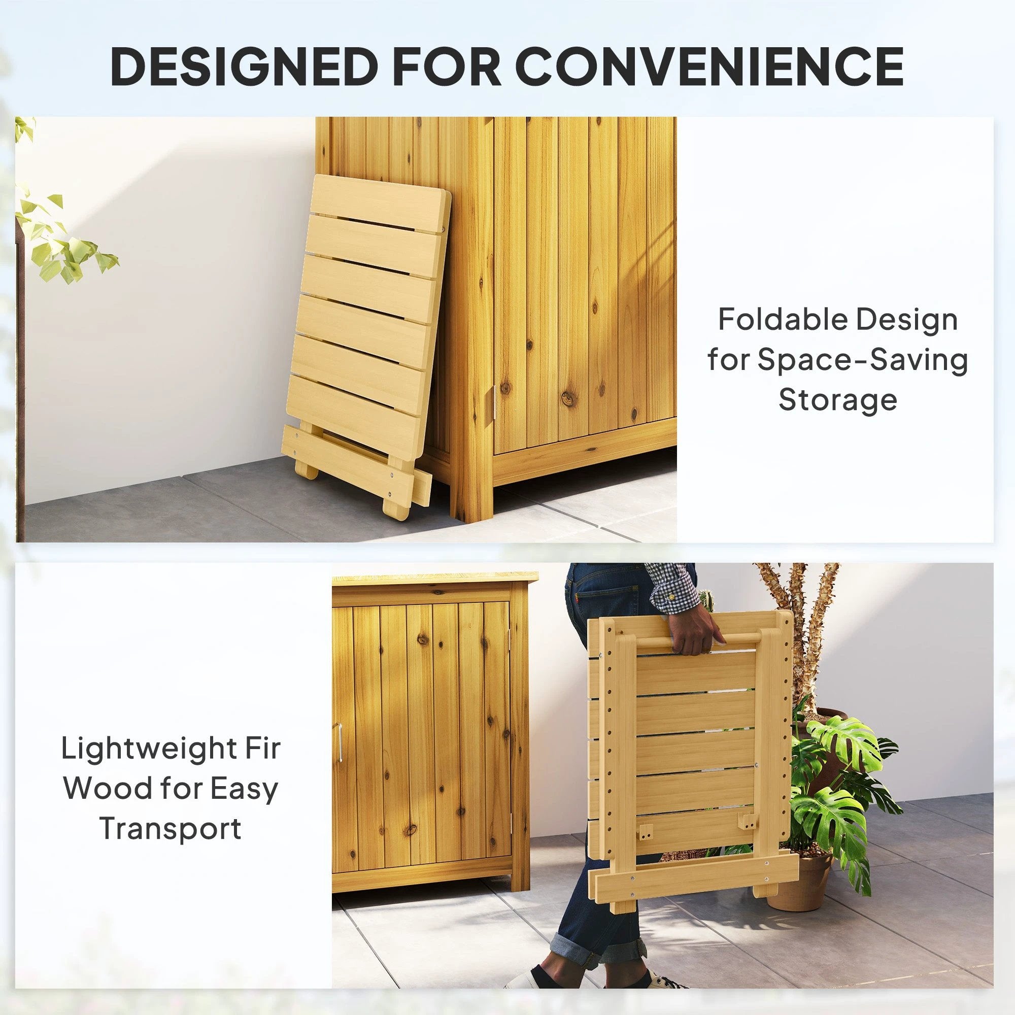 Outsunny Outsunny Wooden Folding Garden Table, Folding Side Table, Nature Wood Finish - Garden Table