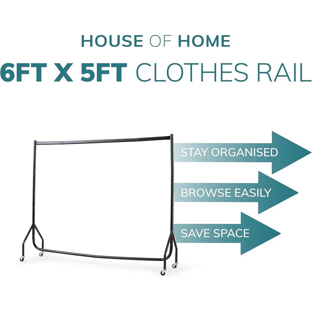 Direct Online Houseware Extra Heavy Duty Clothes Rail 6ft By 5ft Pop Clip Home Use - Wardrobe