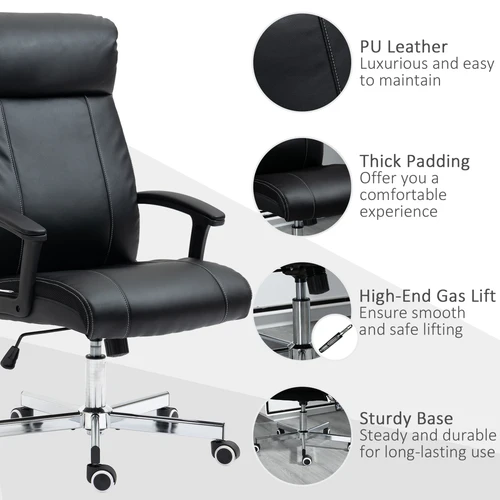 Vinsetto Vinsetto Massage Office Chair PU Leather Computer Chair w/ Tilt Function Black - Office Chair
