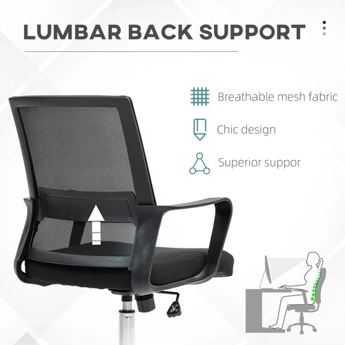 Vinsetto Mesh Office Chair Desk Chair w/ Swivel Seat Adjustable Height Black by Vinsetto