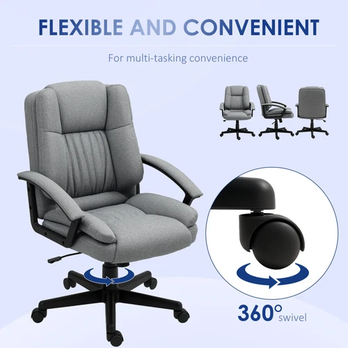 HOMCOM Swivel Executive Office Chair Mid Back Chair w/ Arm, Grey by HOMCOM