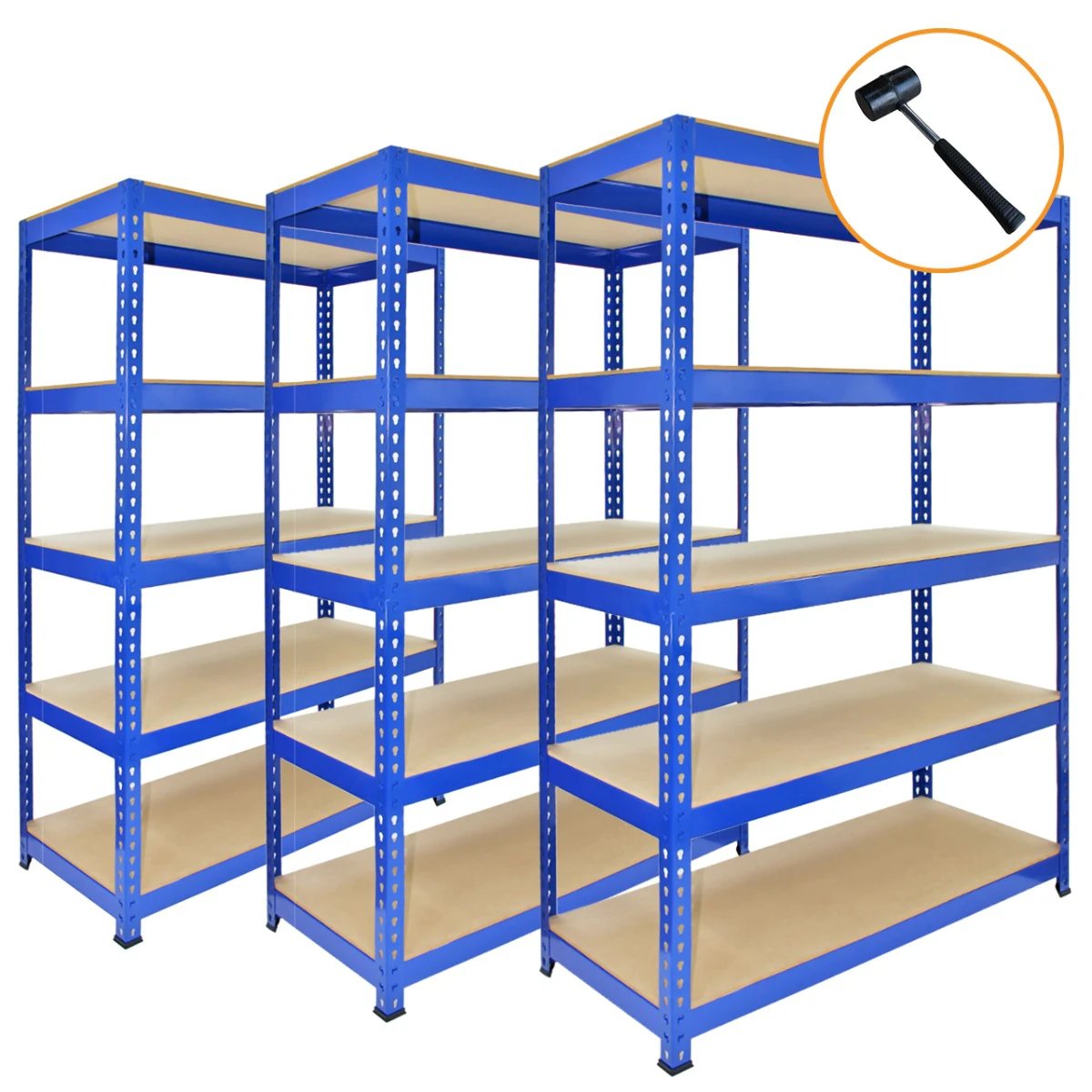 3 x Q-Rax Blue Metal Racking Units 90 x 50 x 180cm by Monster Shop