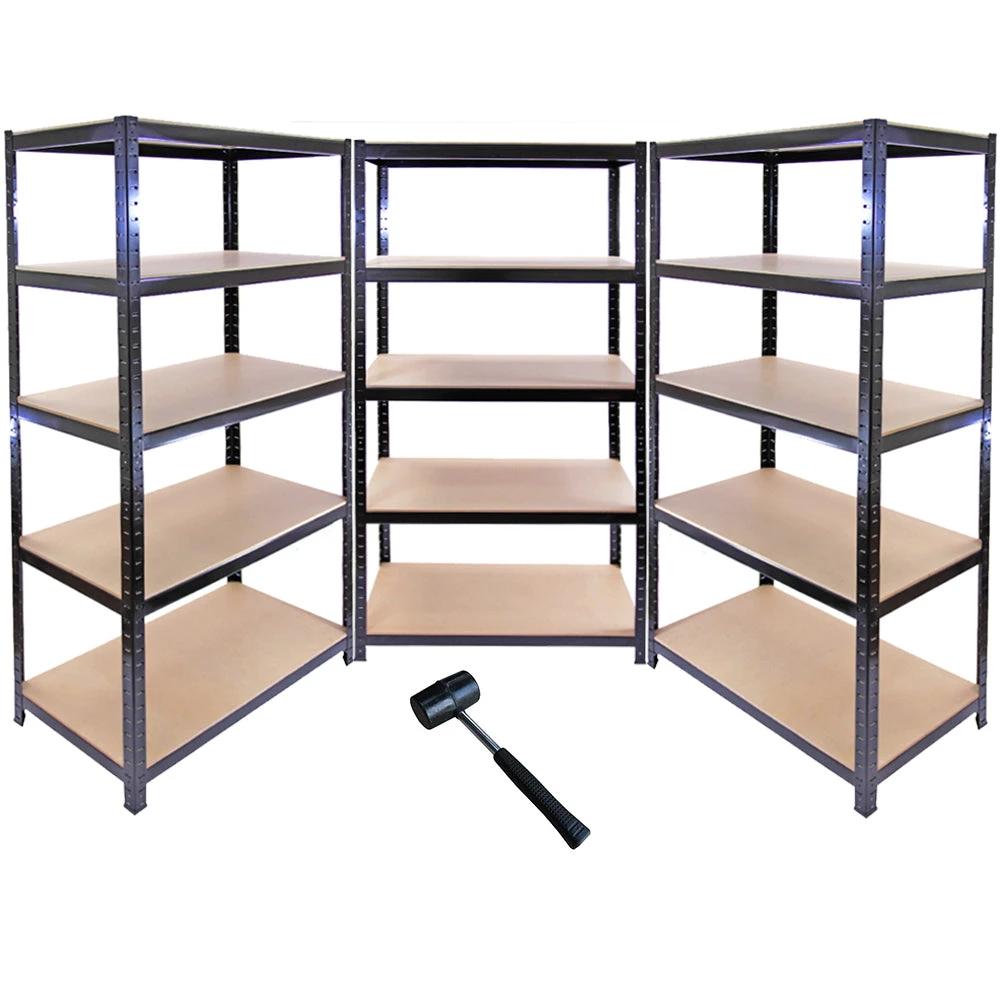 Monster Racking T-Rax Metal Storage Shelves, Black, 90cm W, 45cm D, Set of 3 by Monster Shop