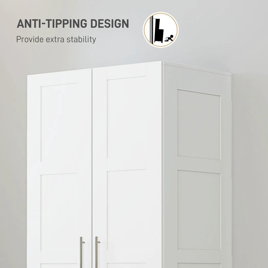 HOMCOM Wardrobe for Bedroom, Double Wardrobe with Hanging Rail by HOMCOM