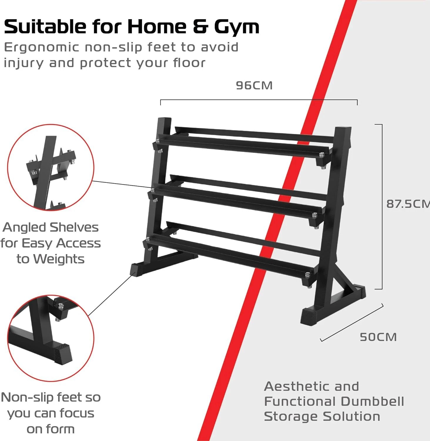 Dumbbell Rack Wide 3 Tier by Monster Shop