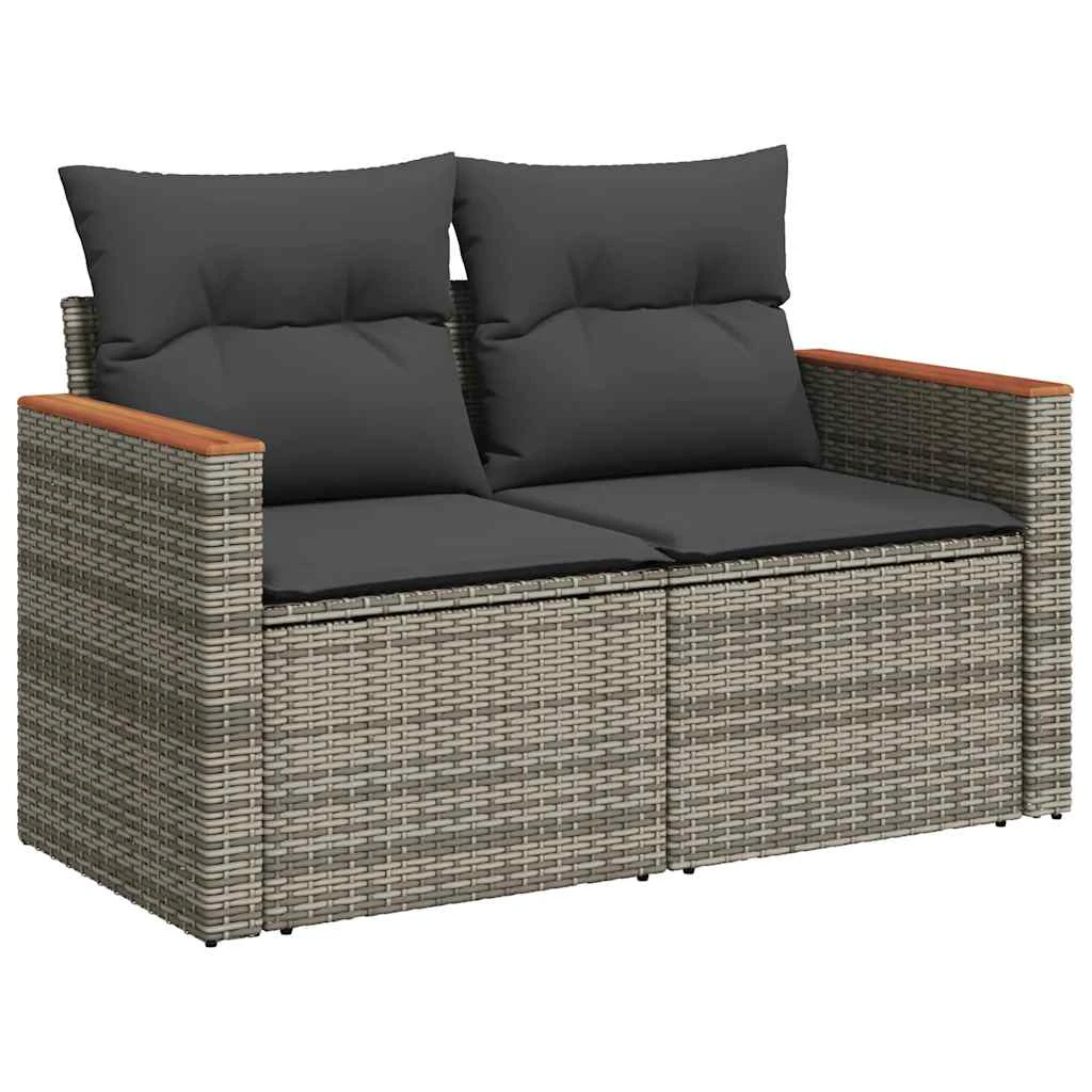 vidaXL 11 Piece Garden Sofa Set with Cushions Black Poly Rattan Acacia by vidaXL