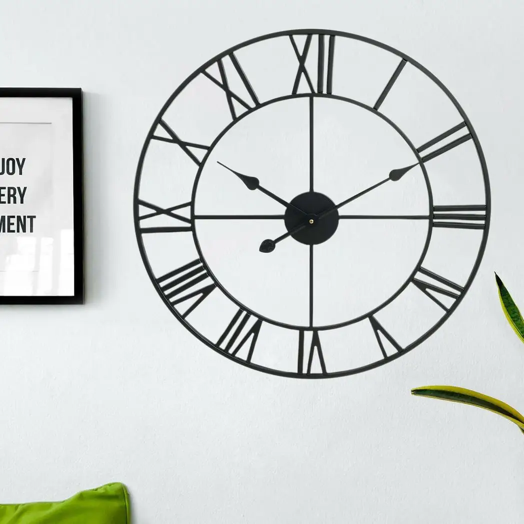 Un-Branded 40CM ROMAN METAL CLOCK BLACK - Clock