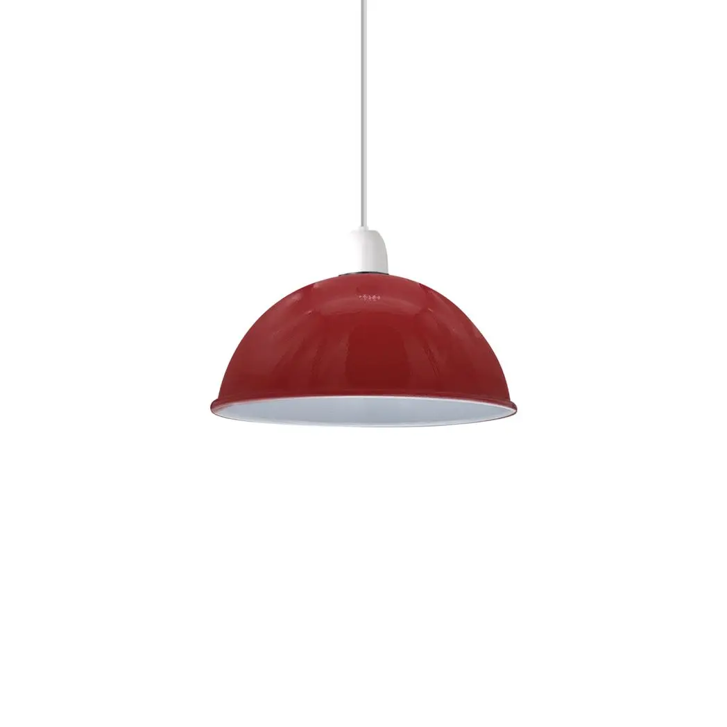 Un-branded Vintage Burgandy Industrial Easy Fit Dome Shaped Lamp Shade Ceiling, Pendant, Wall Light Metal E27 Light Fitting 60W - Pendant Lights