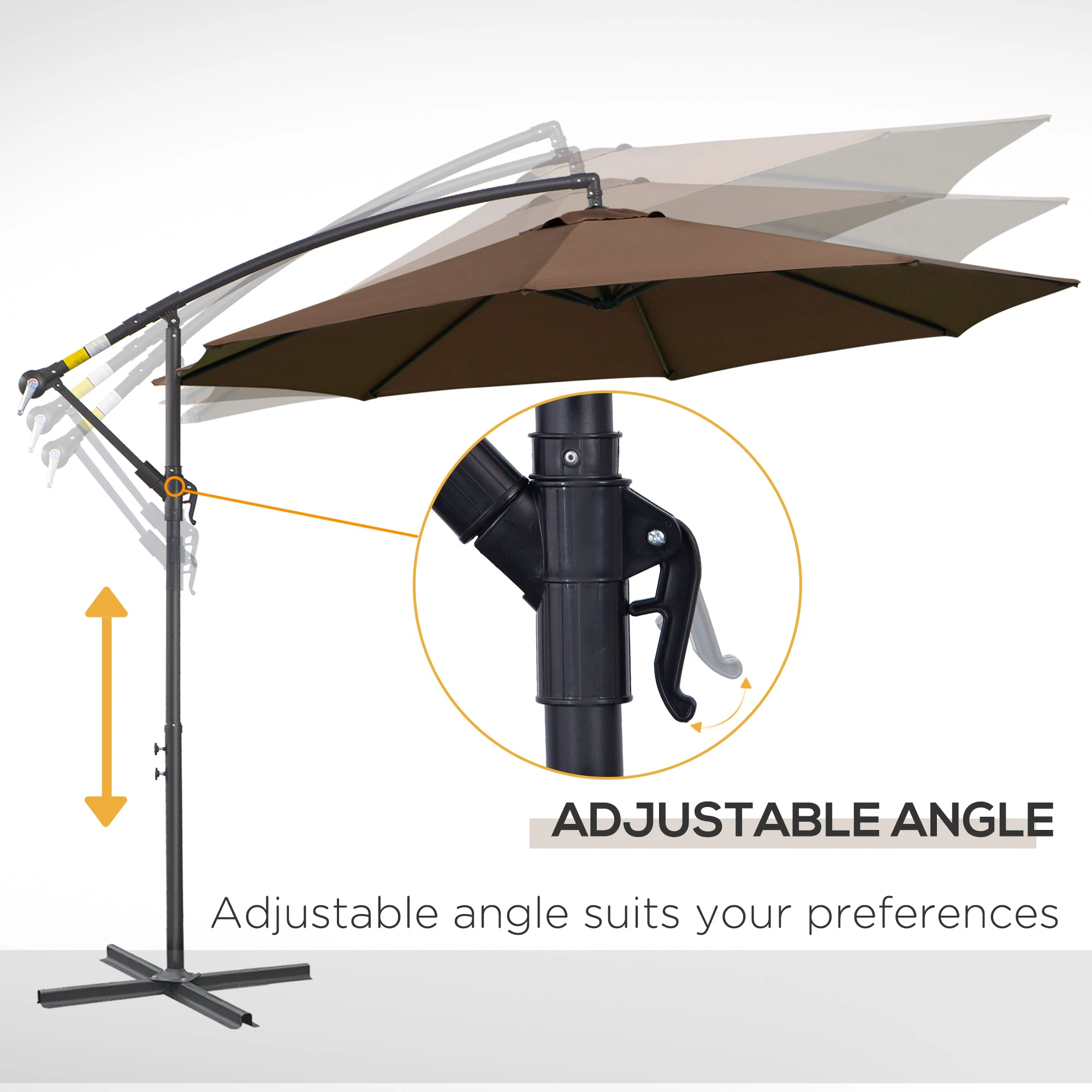 Outsunny 3m Garden Banana Parasol Cantilever Umbrella withCrank& Base by Outsunny