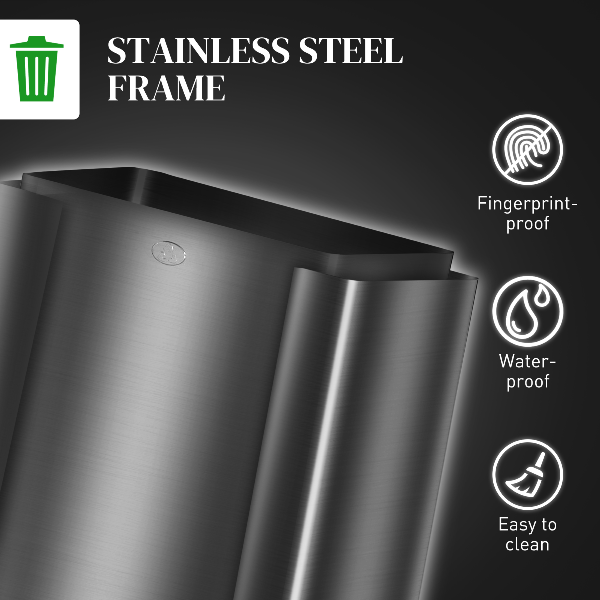 HOMCOM 3 x 15L Triple Kitchen Bin Pedal Bin for Recycling and Waste, Black - from HOMCOM