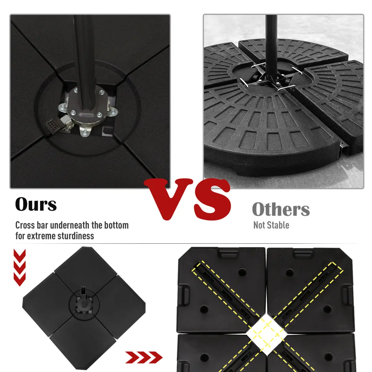 Outsunny HD Polyethylene Sand or Water Fillable Parasol Base Black - Parasol