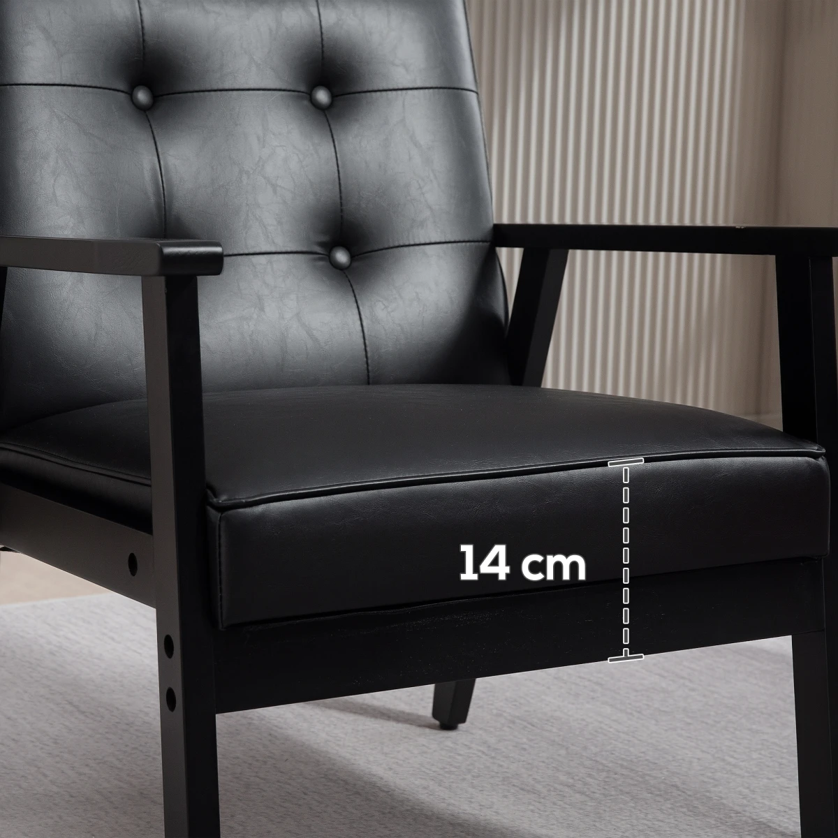 HOMCOM PU Leather Accent Chair With Armrests Living Room by HOMCOM