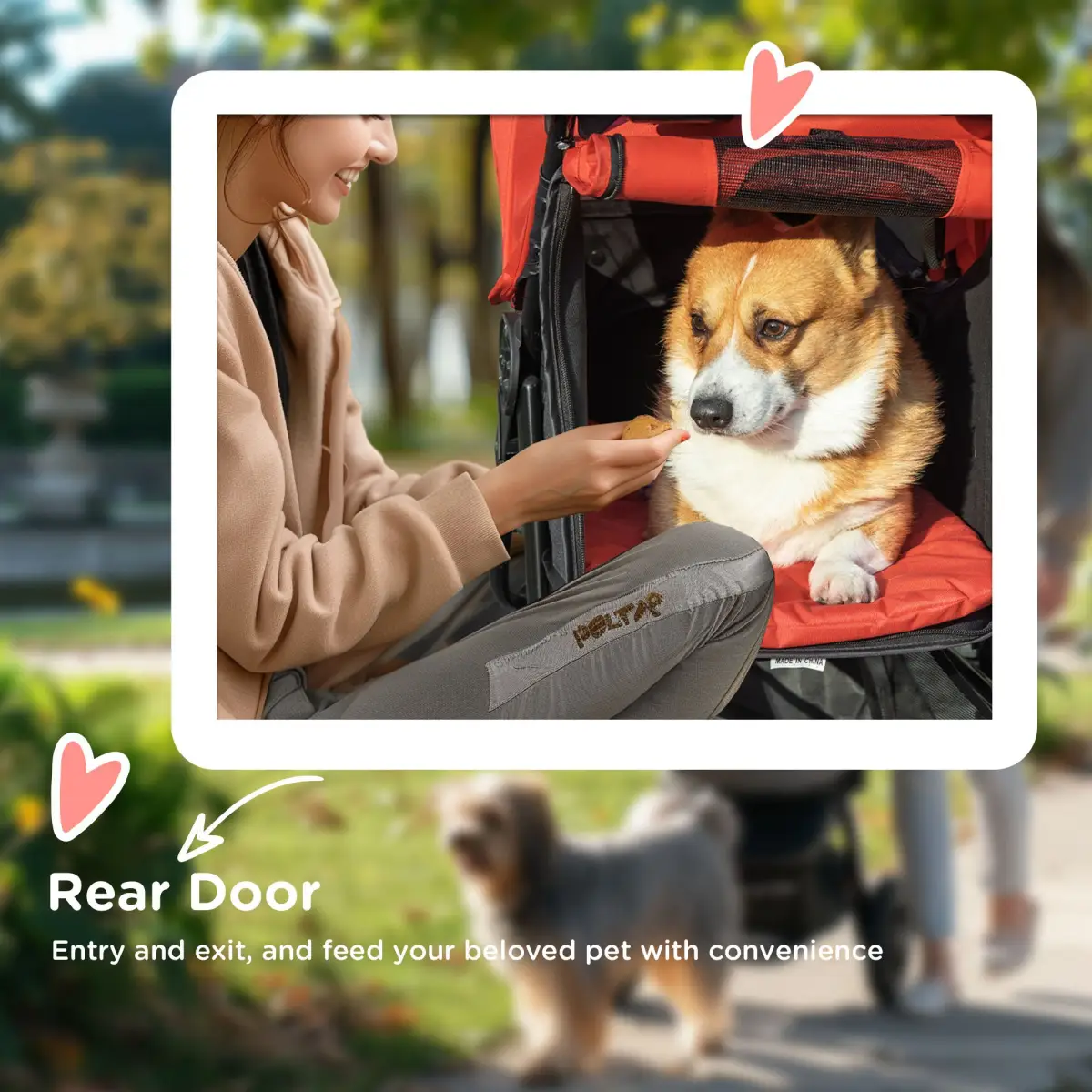 Unbranded Folding 3 Wheel Pet Stroller Travel Adjustable Canopy Storage Brake Red Pawhut - Pet Carrier